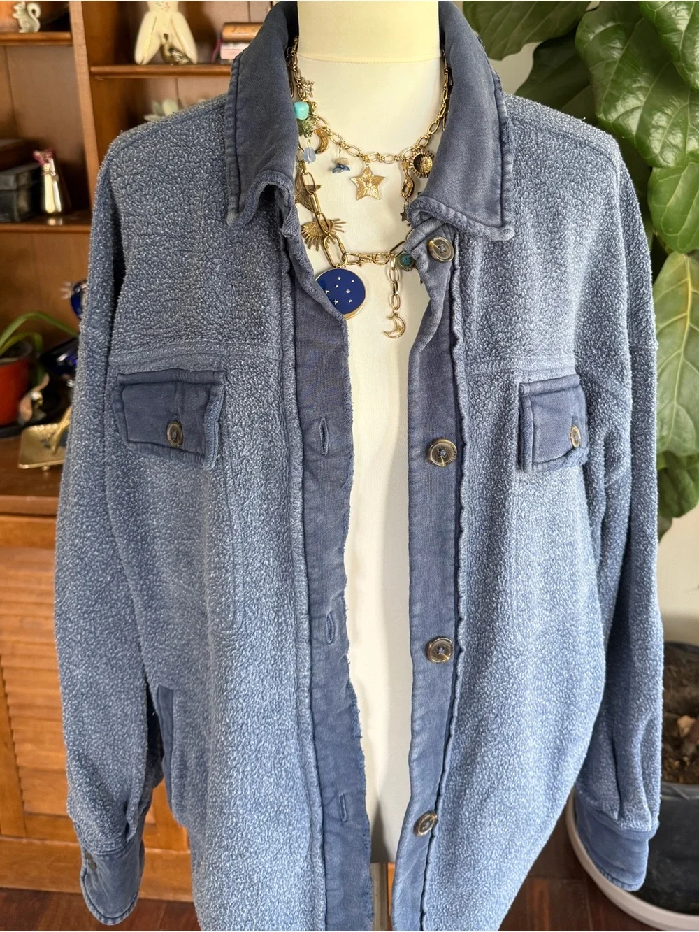 Free People Navy Ruby Shacket Shirt Jacket S - Picture 3 of 14